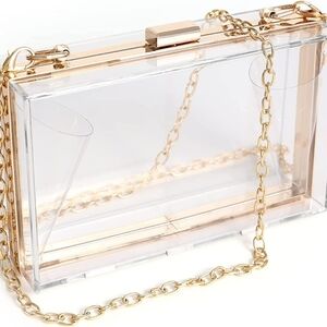 Caleesa Women Clear Acrylic Box Clutch, Shoulder Handbag Purse